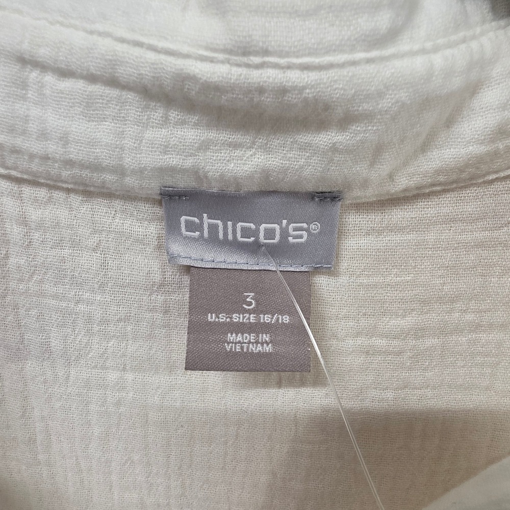 Chico's White Cotton Gauze Button Front Maxi Shirt Dress Womens Size 3 US 16/18 - Picture 3 of 15